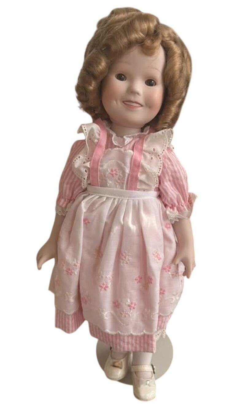 1983 Porcelain Shirley Temple Doll W/ Stand 16"